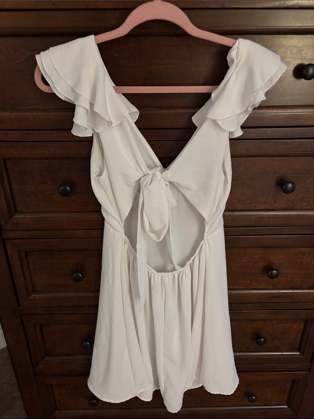 Altar'd State white Ruffled V-Neck Mini Dress - Picture 2 of 5